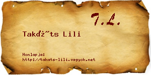 Takáts Lili névjegykártya